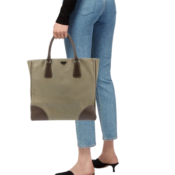 Prada Cinghiale-trimmed Canapa Tote - Picture 2 of 7